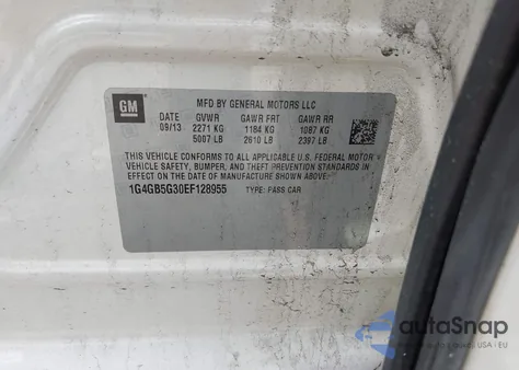 2014 Buick Lacrosse Leather Group from USA, damaged, VIN 1G4GB5G30EF128955